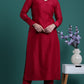Royal Maroon Silk Suit with Laces