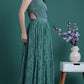 Teal Green Strapped Long Dress