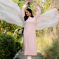 Peach Organza Dupatta with Embroidered Lace
