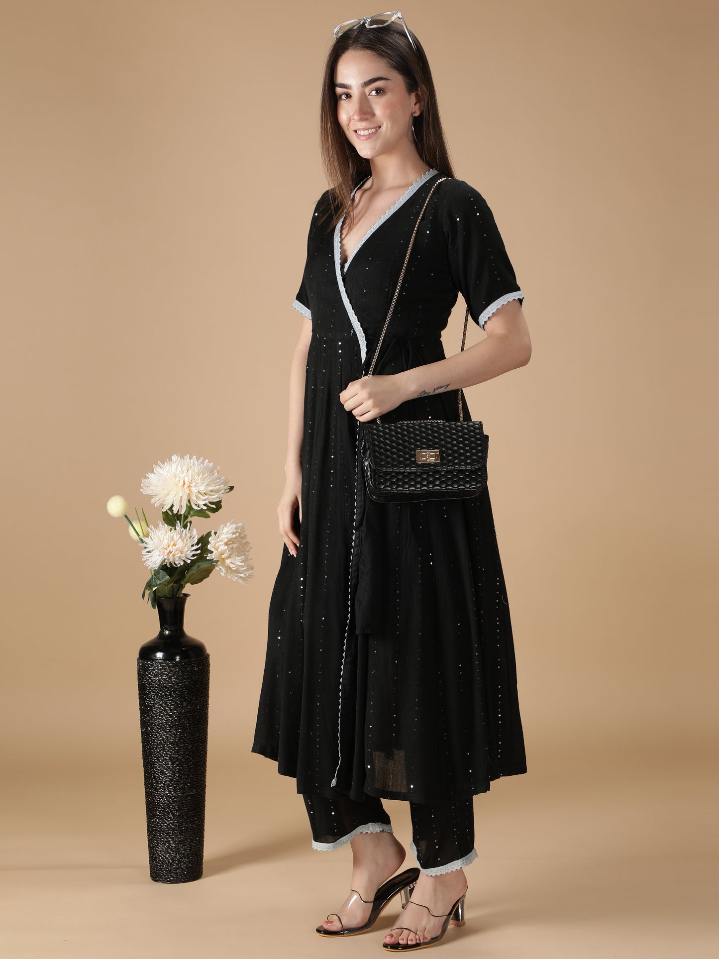Black Beauty Angrakha Suit Set