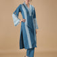 Blue Lace Embroidered Kurta and Pant (with Inner)