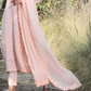 Peach Organza Dupatta with Embroidered Lace