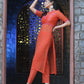 Coral Silk Organza Kurta