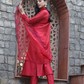 Glamorous Maroon Silk Suit Set