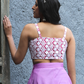 Pink and White Lace Embroidered Blouse