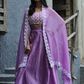 Lilac Organza Dupatta with Embroidered Lace