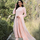 Straight Heavy Embroidered Peach Suit