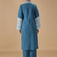 Blue Lace Embroidered Kurta with Inner