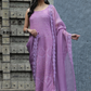 Mauve Organza Dupatta with Embroidered Lace