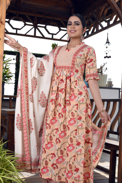 Peach Burst Pure Cotton Suit Set