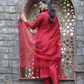 Glamorous Maroon Silk Suit Set