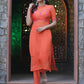 Women Rust Silk Organza Kurta Set