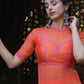 Women Rust Silk Organza Kurta Set