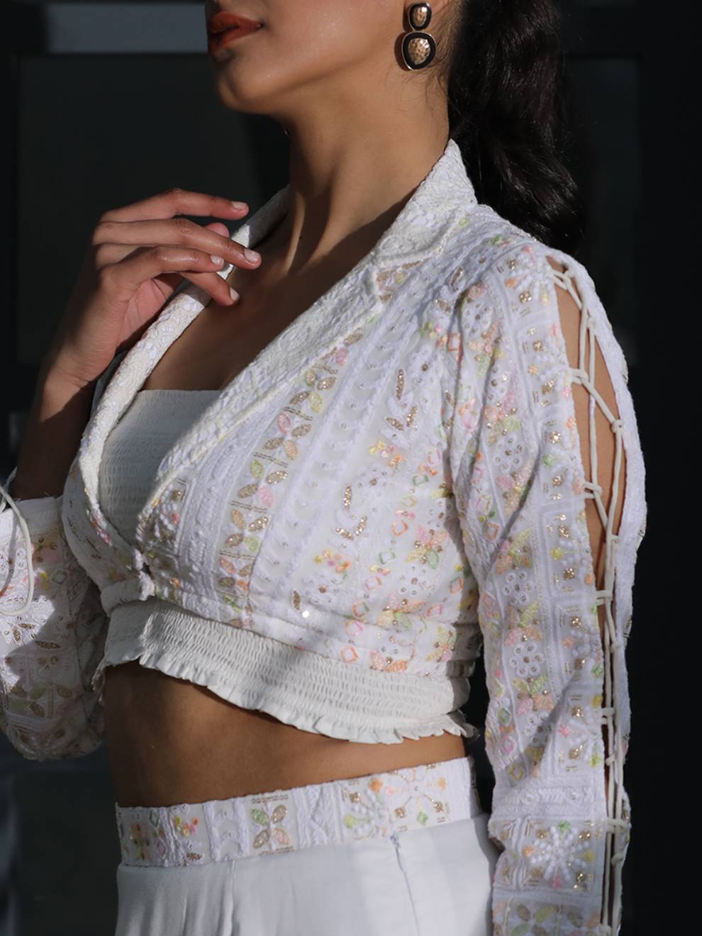 Embroidered Lace Collar Jacket