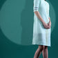 Mint Green Linen Dress with Chikankari Border
