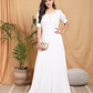 White Anarkali Dress with Puffed Sleeves