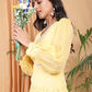 Yellow Embroidered Dress with Organza Sleeves