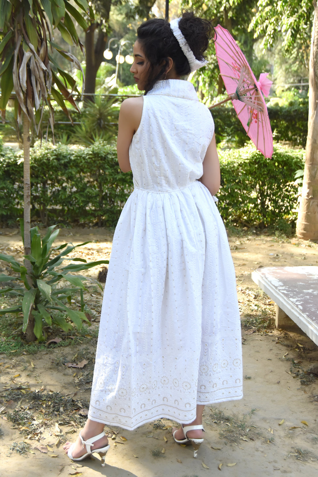 Water Lily Embellished Chikankari Dress