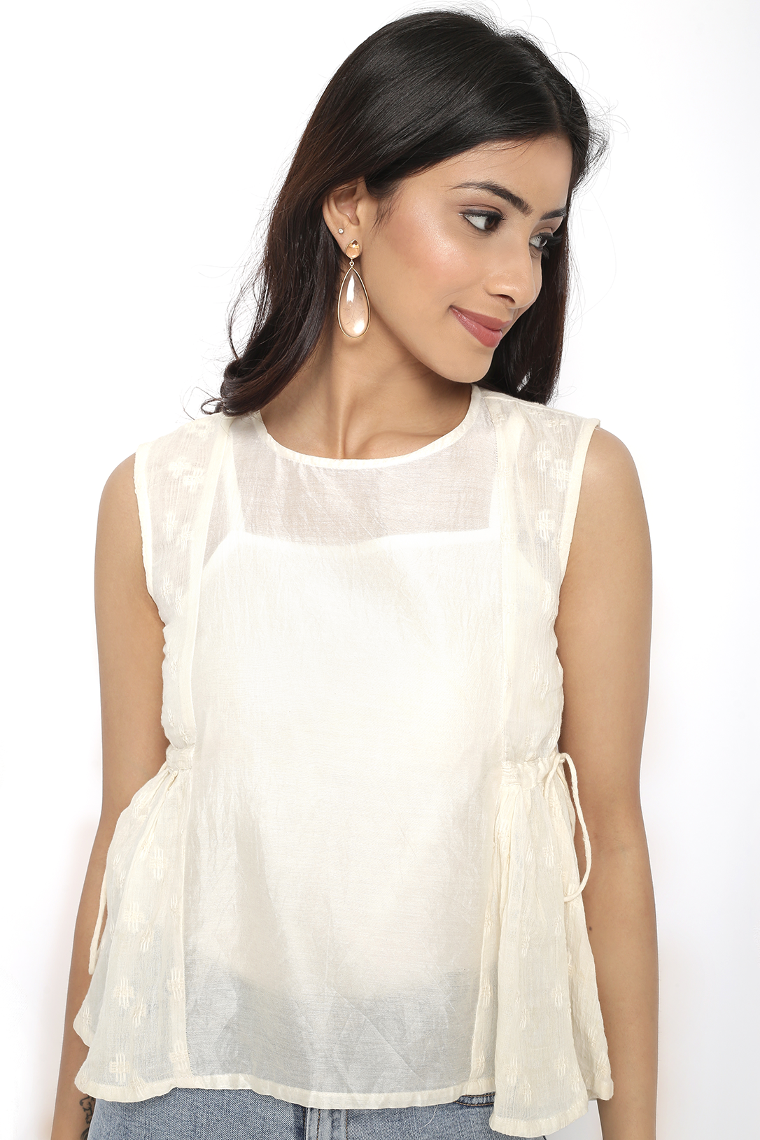 Classic Chanderi Silk Sleeveless Top