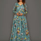 Cyan Maiden Cotton Silk Anarkali Dress (Without Dupatta)
